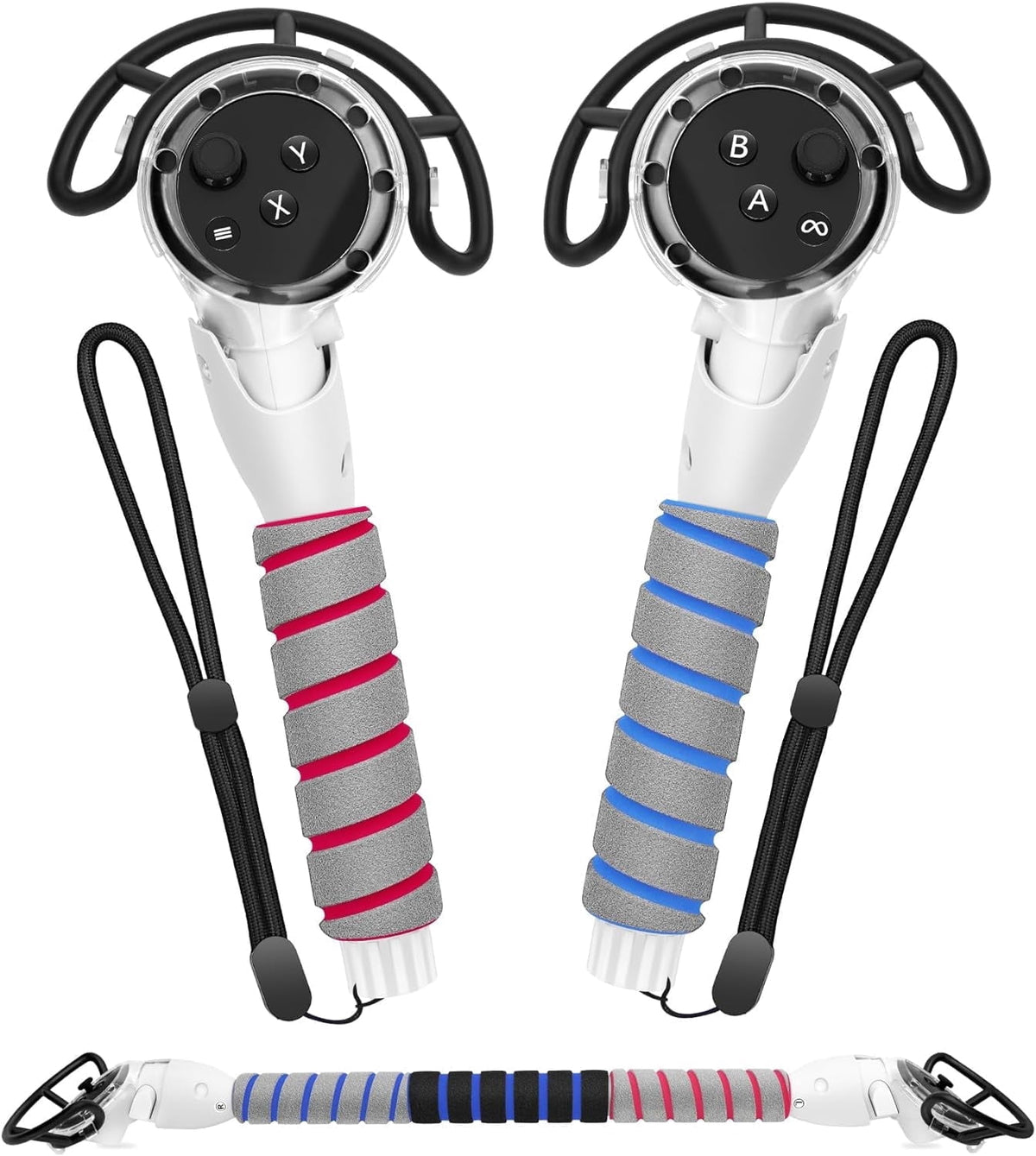 3 in 1 Handle Attachments for Meta Quest 3 Controller Grips Accessories, VR Handle Extender Extension Grips for Oculus Quest 3 Beat Saber, Golf Club, Gorilla Tag Long Arms, Rowing Crew White