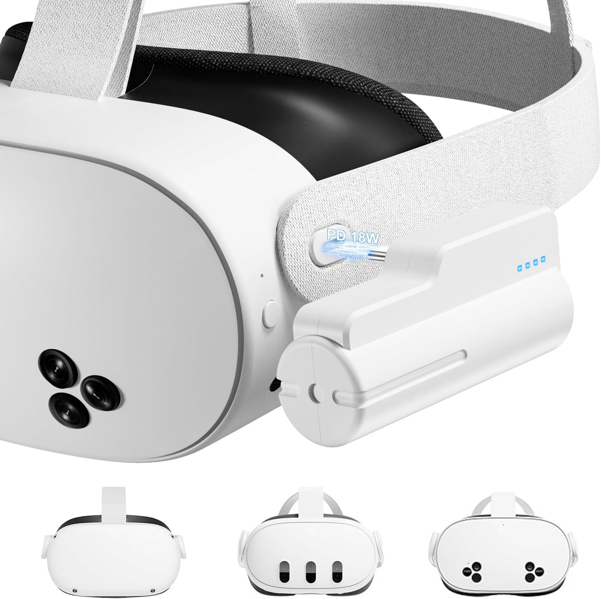 Battery Pack for Meta Oculus Quest 3/3S and Oculus 2, Fast 9V/18W 5000mAh Head Strap Battery Charger Compatible with Oculus/Meta Quest 2/3/3S Lightweight VR Accessories for Extra 2-4H Playtime