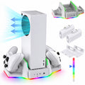 Cooling Stand & Charging Station for Xbox Series S with RGB Light - Dual Controller Charger & Cooler Fan for Xbox Series S Accessories with 2*1400mAH Batteries
