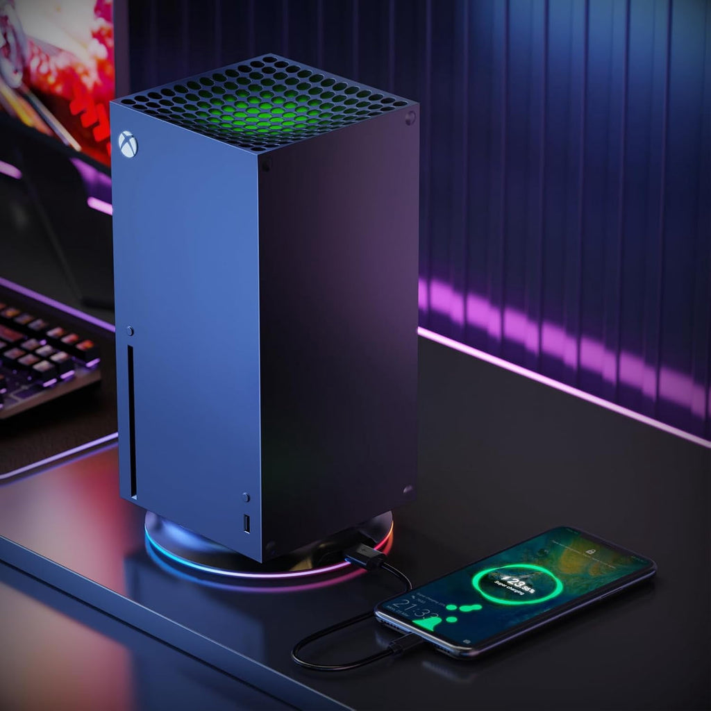 Prociv Gaming Vertical Stand for Xbox Series X, RGB Cooling Stand Compatible with Xbox Series X Digital Edition & Disc Drive Edition, USB Ports(Black)