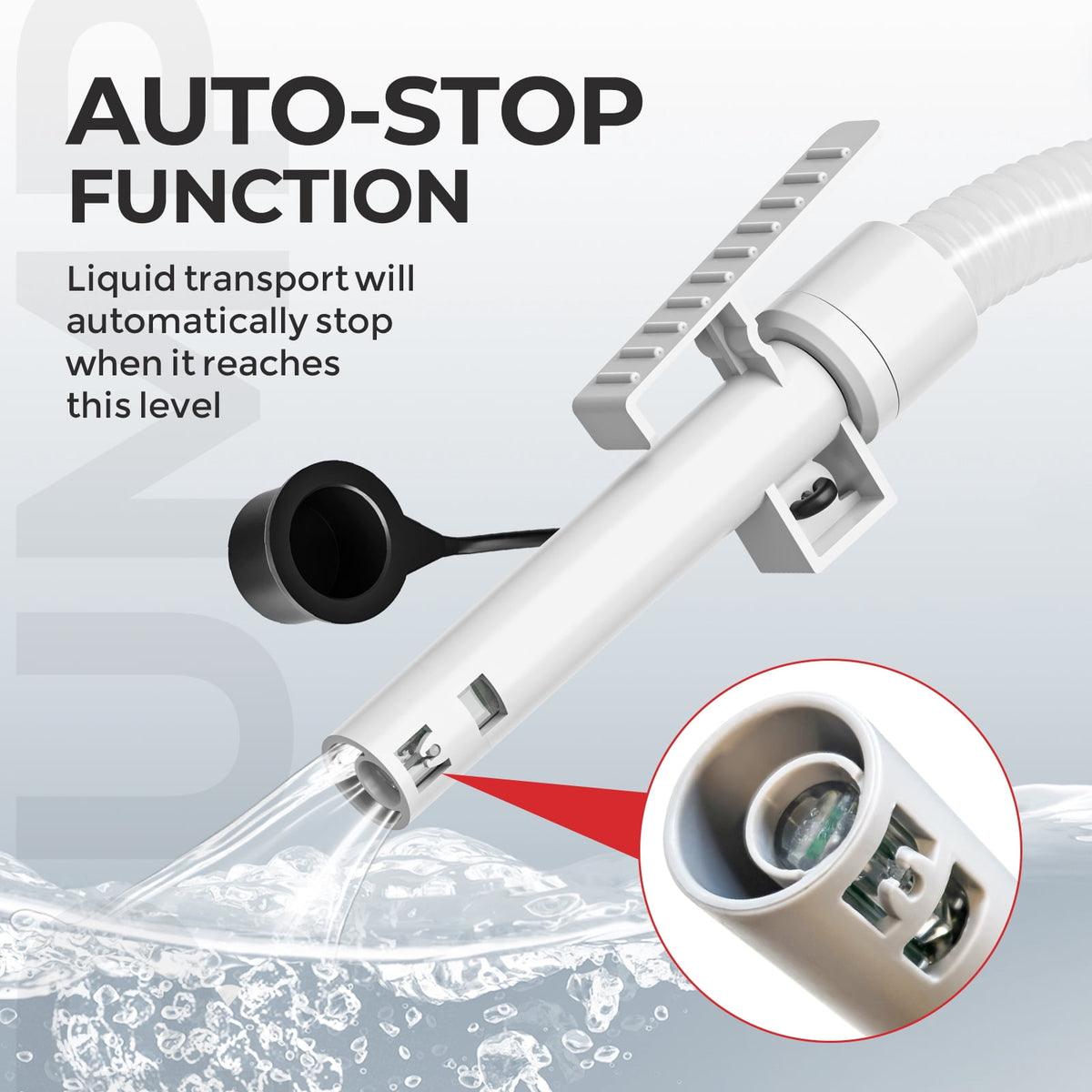Automatic Fuel Transfer Pump, Fast 3.2 GPM Flow Gas Transfer Pump with Auto Stop Sensor Fuel Gas Can Pump with 71" Extra Long Hose, Rechargeable Lithium-Ion Battery Gas Pump, Red