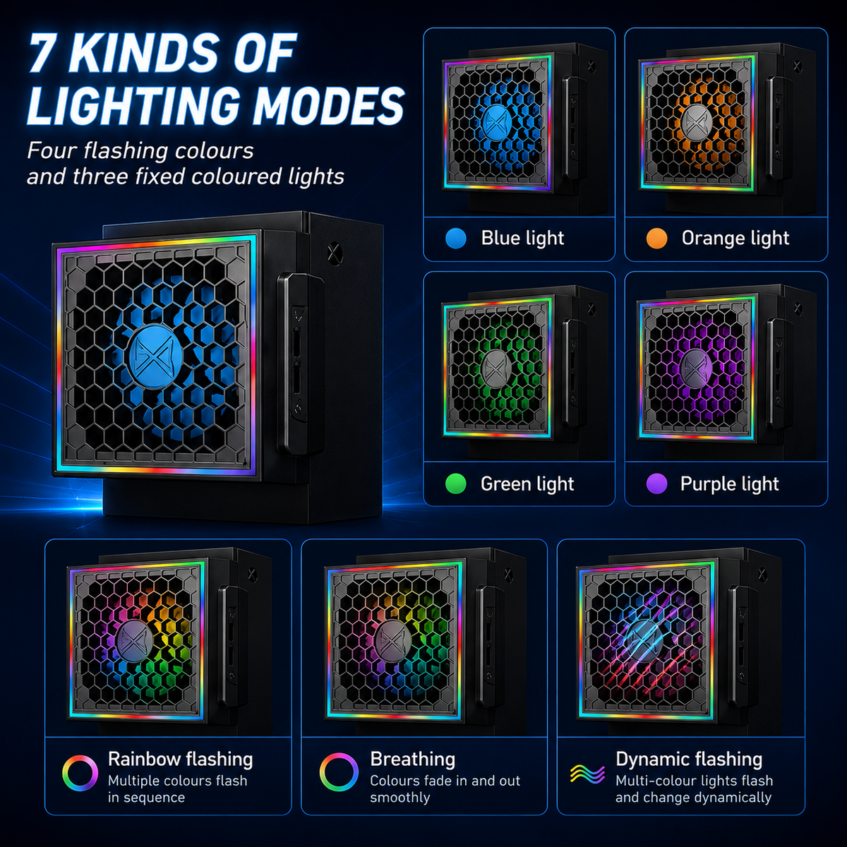 Mute Cooling Fan for Xbox Series S, High Speed RGB Fan Cooler System for Xbox Series S Console, 3 Adjustable Fan Speed, Low Noise, Fits Horizontal or Vertical Placement,Black