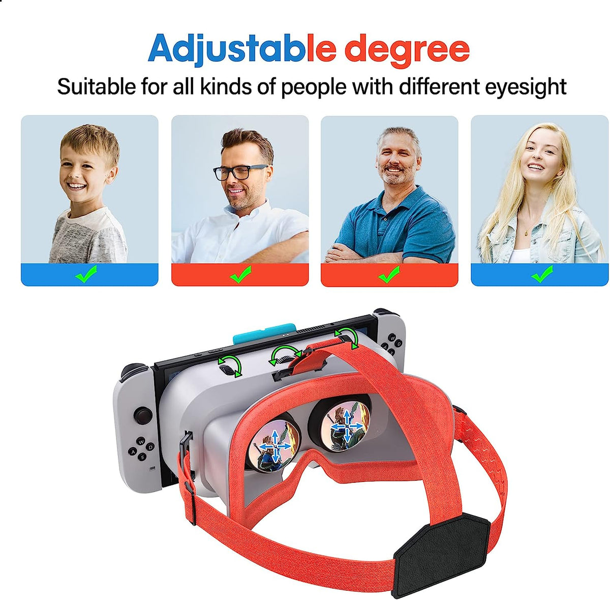Wiher Newest VR Headset for Nintendo Switch & Switch OLED Model, 3D VR Glasses with Adjustable Lens for Virtual Reality Gaming Experience, Switch VR Labo Goggles Headset for Nintendo Switch(Red)