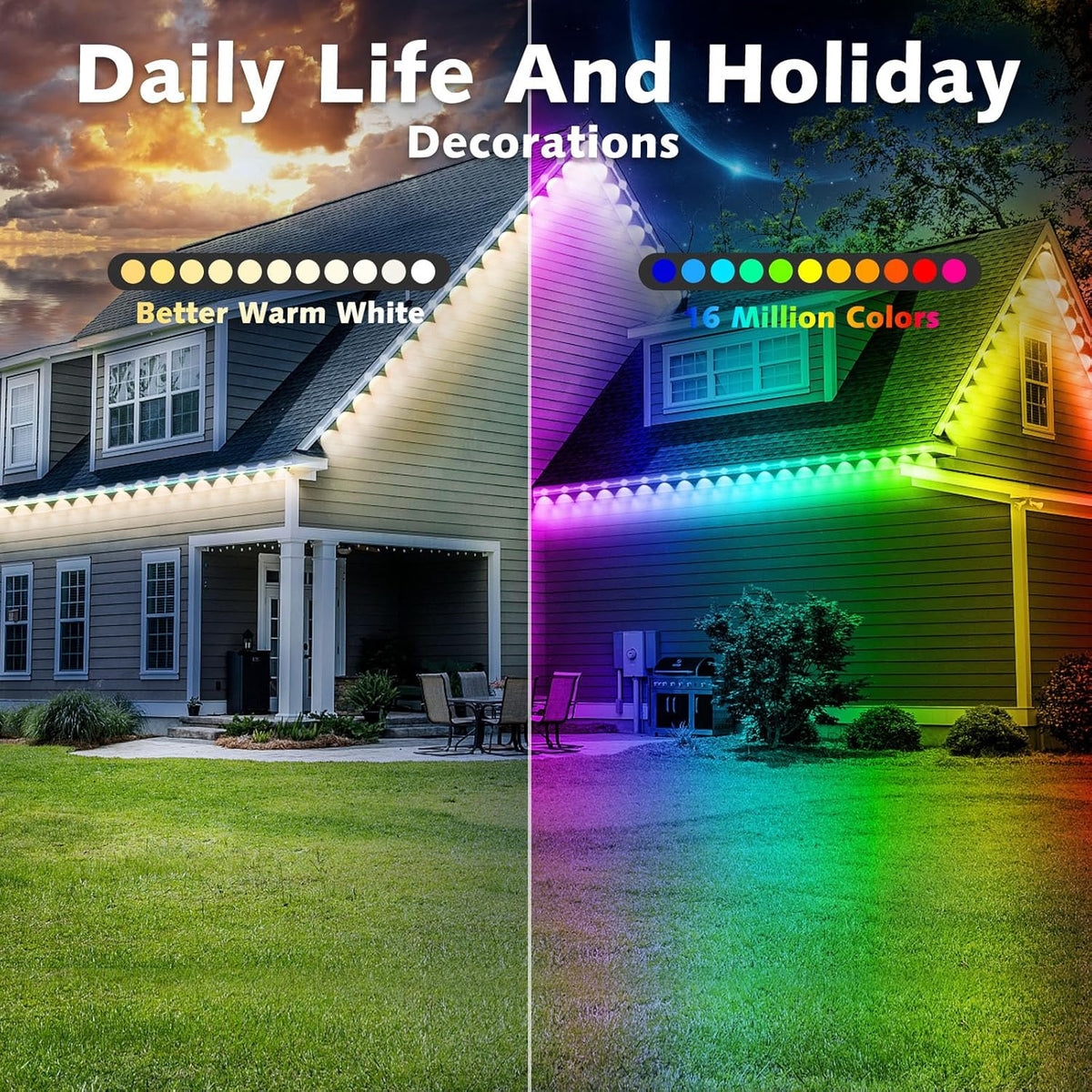 Prociv Permanent Outdoor Lights Waterproof, 200FT 75LEDs Eaves Lights APP & Remote Control, Color Changing Outdoor Lights with DIY Modes for for Party, Daily, Halloween, Christmas, Garden