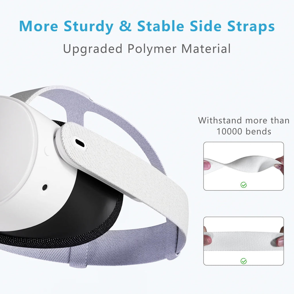 Replacement Head Strap for Meta Quest 3/3S Original Oculus Quest 3 Comfort Headband 4 Thumbstick Caps Included Adjustable & Breathable Design-VR Head Strap Accessories