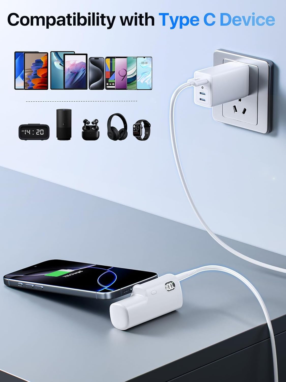 Battery Pack for Meta Quest 3S/3/2 Accessories for Oculus Quest 2/3/3S 5000mAh Extended Battery VR Headset Power Bank Extra 2-4H Playtime