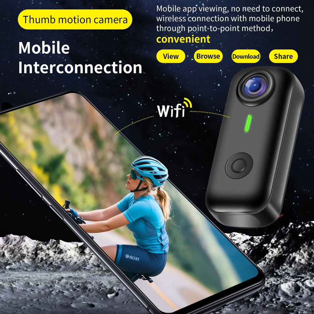 Mini Body Camera Wearable Action Body Cam with Audio & Video- Thumb Hands Free Waterproof Recording Wearable Cameras - for Work Travel Pet Walk Swim(Black)