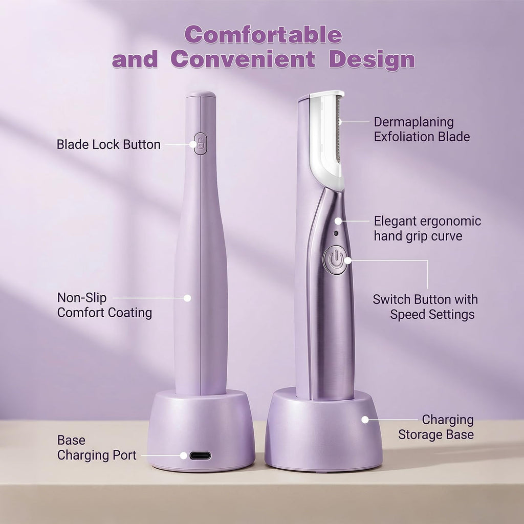 Sonic Dermaplaning Tool for Women Rechargeable Face Dermaplane Razor with Sonic Edge Technology for FacialHair Peach Fuzz & Exfoliation Removal LED Light 3 Speeds 13 Refill Blades