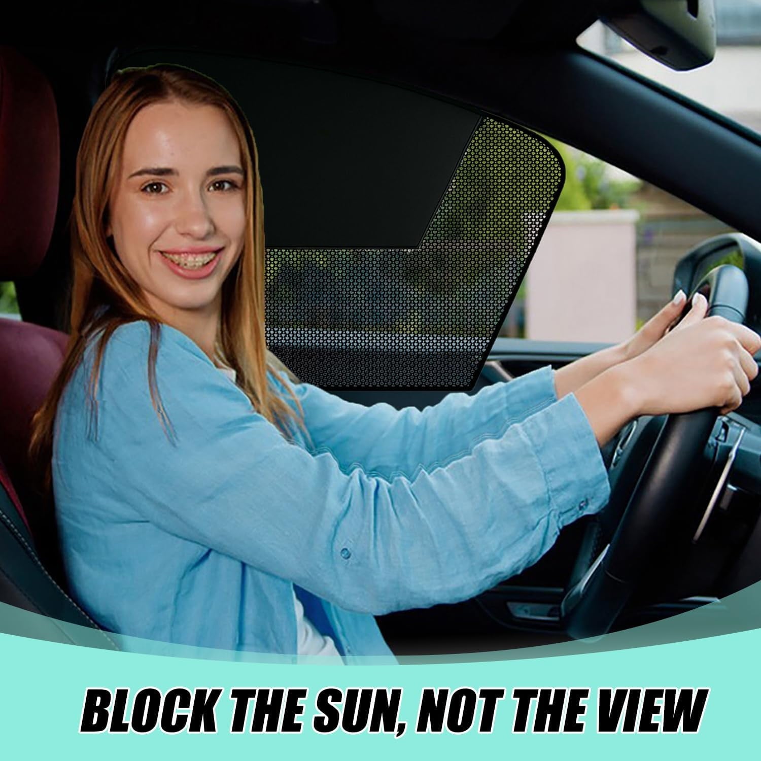 Car Window Covers Magnetic Car Front Side Window Shade 2 Pack Front Seat Side Window Covers with Half Shade Front Window Covers for Driver Double Layer Mesh Sun Block UV Protection Covers