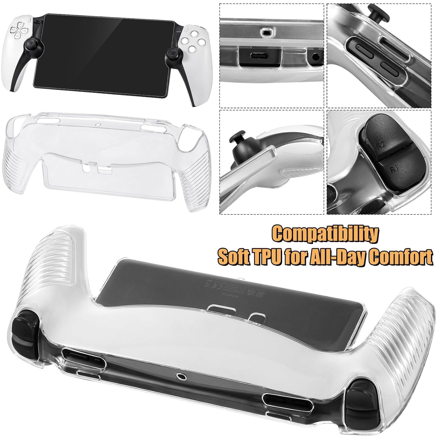 Carrying Case Accessories Set for PlayStation Portal Hard Carrying Case with Clear Protective Cover Case 2 Screen Protector and 4 Thumb Grip