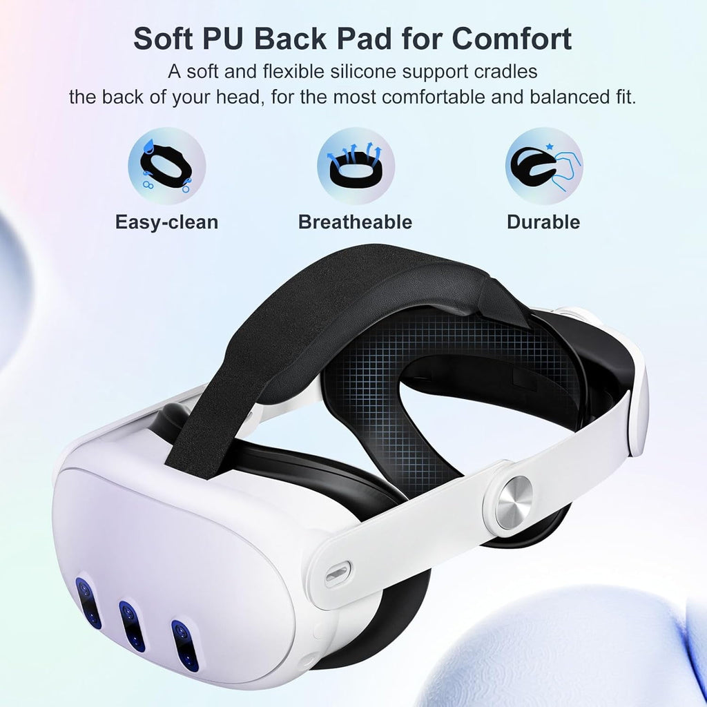 VR Comfort Head Strap Compatible with Meta Quest 3S and Quest 3 Adjustable Elite Strap Reduce Pressure & Balanced Weight Distribution for Oculus Quest 3/3S VR Headset Accessories Wihte