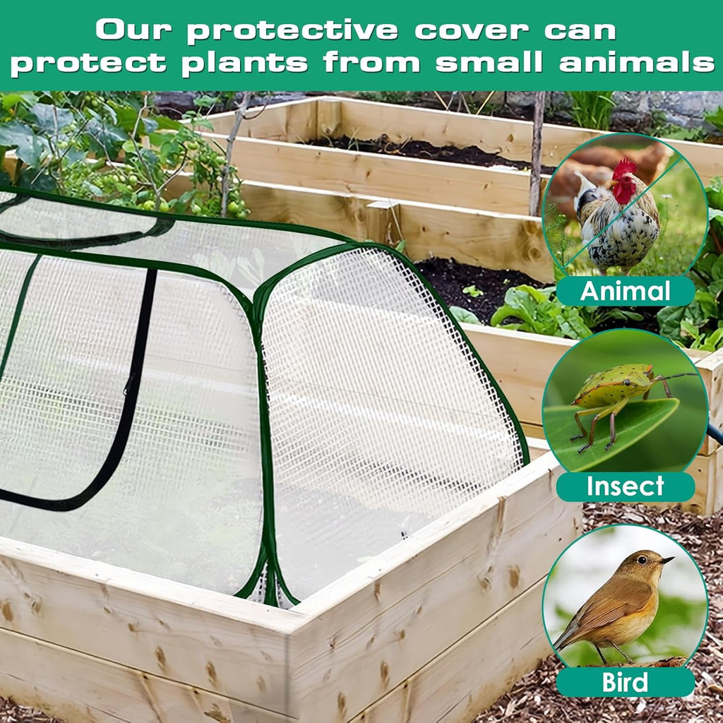 Garden Plant Covers Garden Covers with Roll-up Zipper Door Raised Garden Bed Cover Garden Row Plants Cover Accelerator Greenhouse Cover for Protecting Seedlings Fruits Vegetable Rows