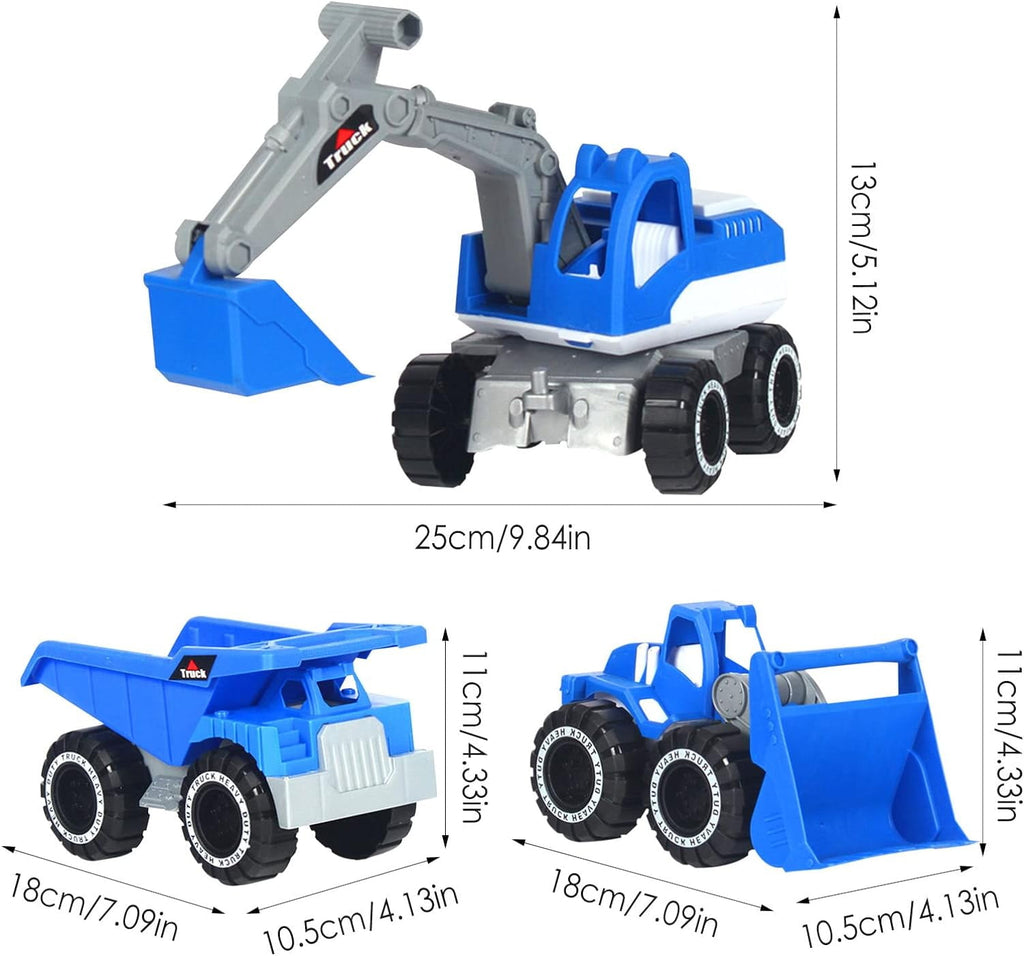 Engineering Construction Vehicle Set 3Pcs construction Play Car Toy Outdoor Sandbox Car Toys for Kids Ages 2 & up Dump Truck Loader Excavator Best Birthday Gifts for Kid