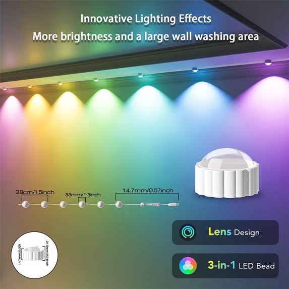 Permanent Outdoor Lights 54FT RGB Christmas Outdoor Lights, 36 LED Ground Lights, IP67 Waterproof Eaves Lights with Remote & App,Color Changing Decorations Lights for Roof Garden Yard