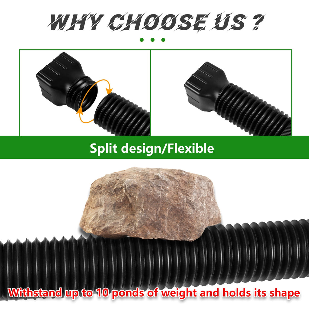 Wiher 2 Pack Flexible Rain Gutter Downspout Extensions Drain Downspout Extender Gutter Extension Flexible Down Spout Drain Extension Pipes Extendable from 21 to 60 Inches (Black)