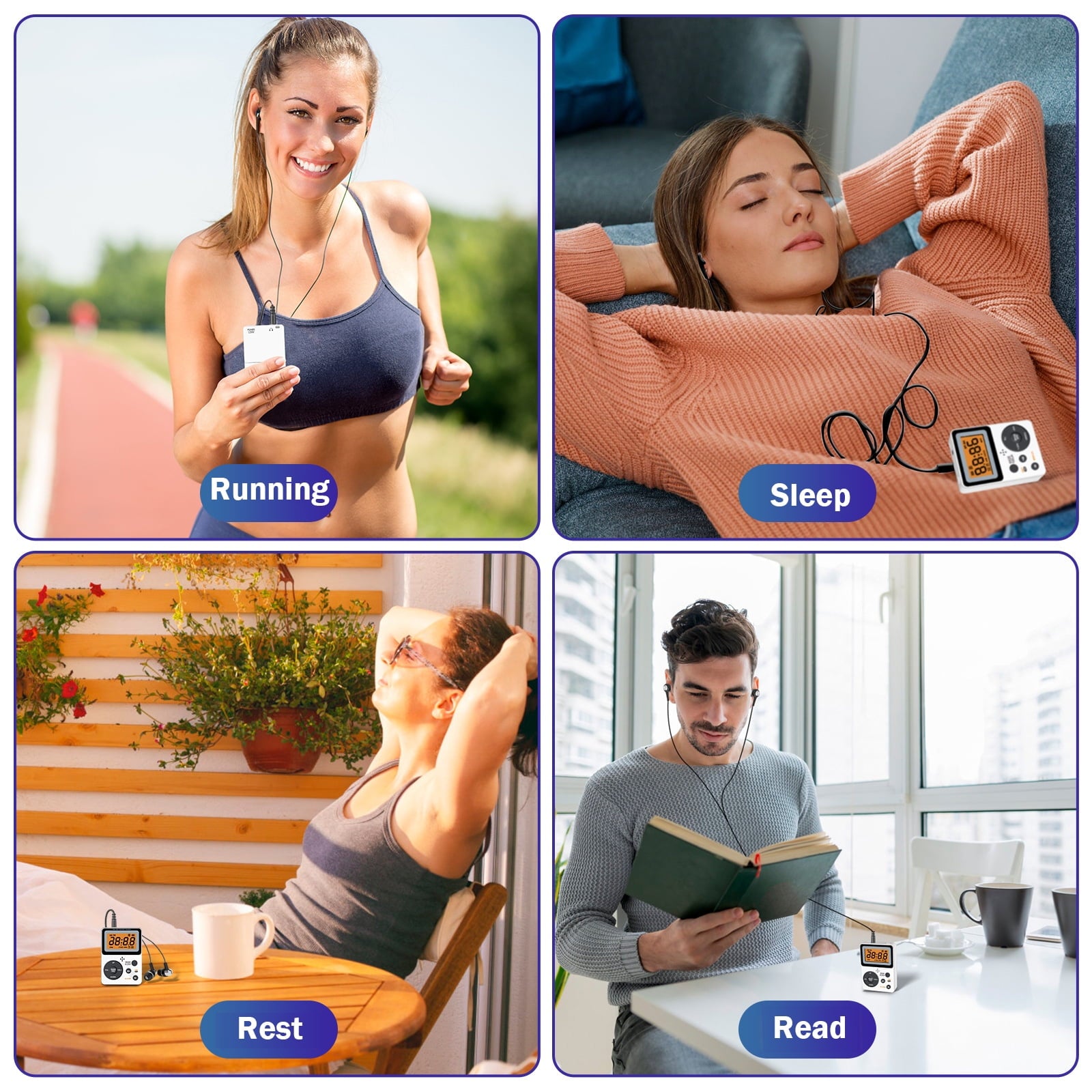 Portable AM FM Radio Personal Pocket Radio with LCD Screen Stereo Earphone Jack Sleep Timer and Alarm Clock for Jogging Walking