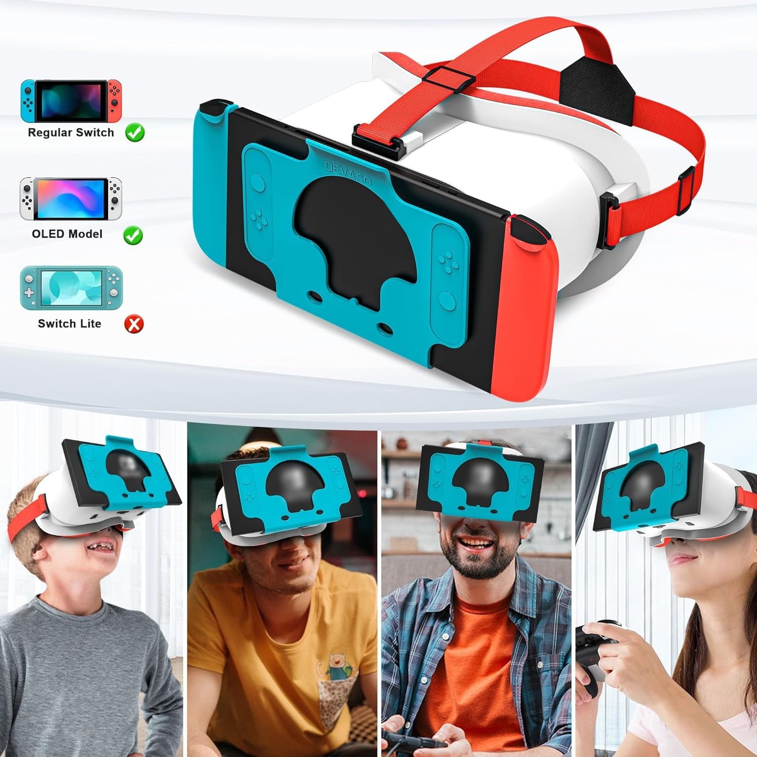 Newest VR Headset for Nintendo Switch & Switch OLED Model 3D VR Glasses with Adjustable Lens for Virtual Reality Gaming Experience Switch VR Labo Goggles Headset for Nintendo Switch(Red White)