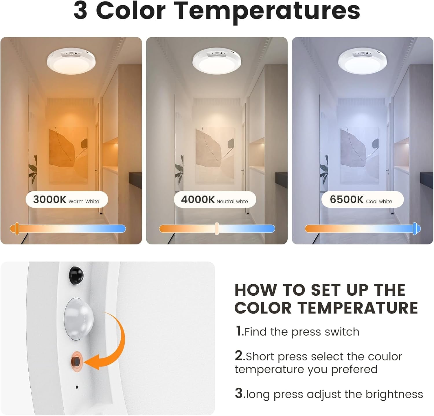 Rechargeable Ceiling Light No Wiring Battery Operated Ceiling Lights with Remote Motion Sensor Dimmable Timing Motion Activated Overhead Shower Light for Bathroom Pantry Hallway Porch 2PCS