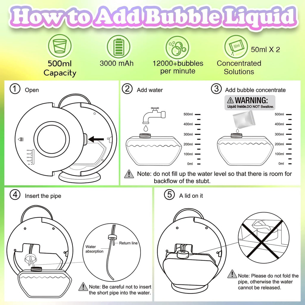 Bubble Machine for Kids Automatic Bubble Blower Rechargeable Auto Rotatable Portable Bubble Maker Electric Bubbles Toy Electric Bubbles Toy for 3 4 5 Year Old Outdoor Wedding Party Gifts