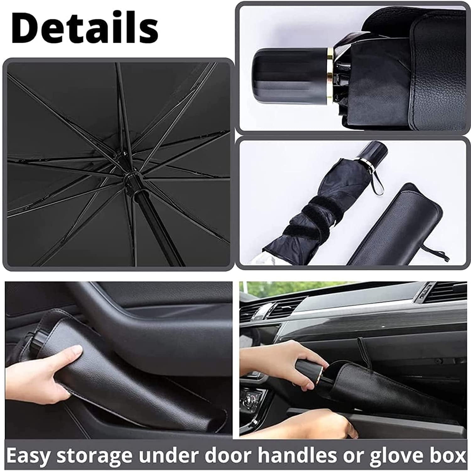 Car Windshield Sun Shade Umbrella Foldable Block UV Rays and Heat Sun Visor Protector Car Window Shades Fits Most Vehicle Models