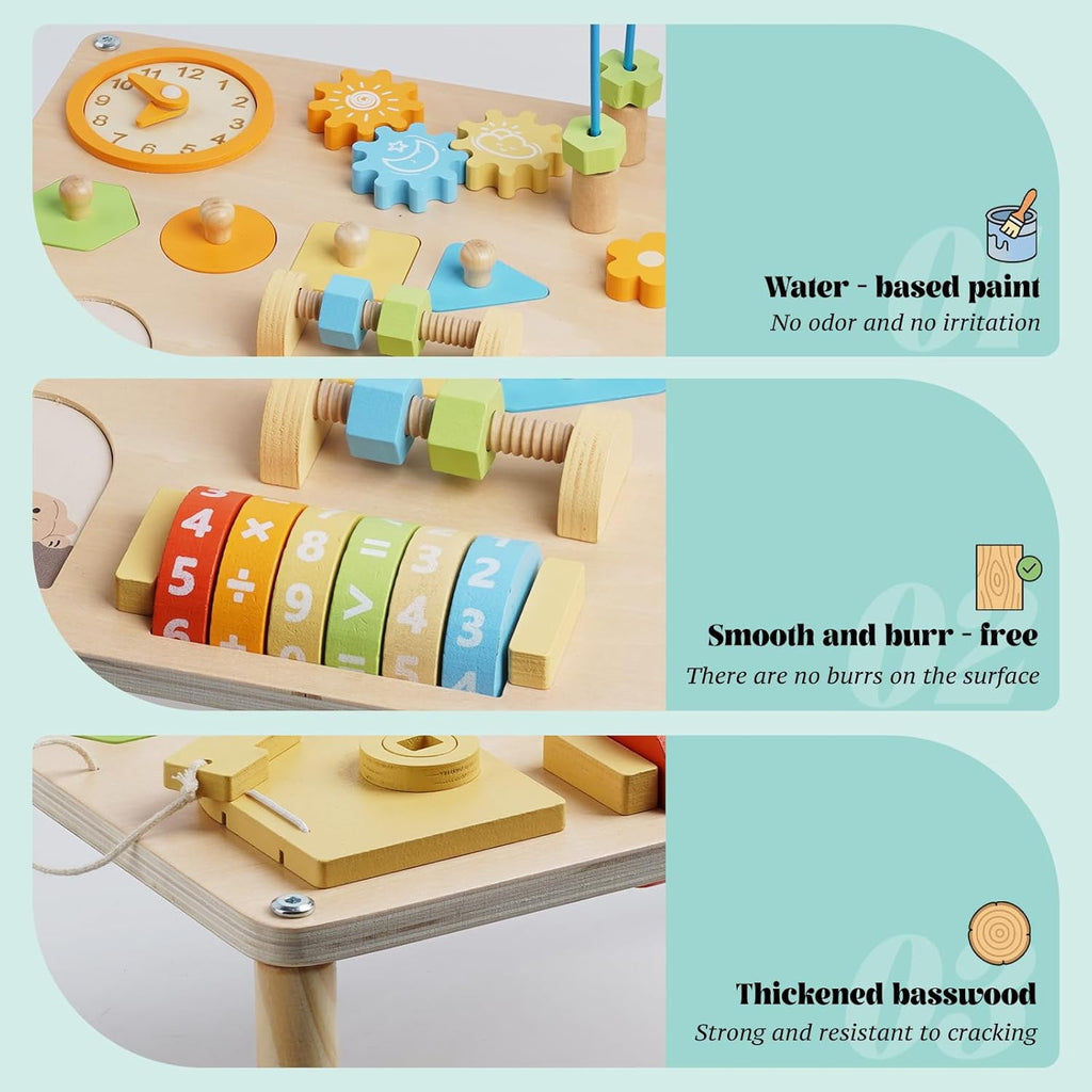 Montessori Activity Table Activity Table for Baby with Shape Sorter Math Game Baby Sensory Toy Learning Toys Standing toys for 1+ year old Kids First Birthday Gift