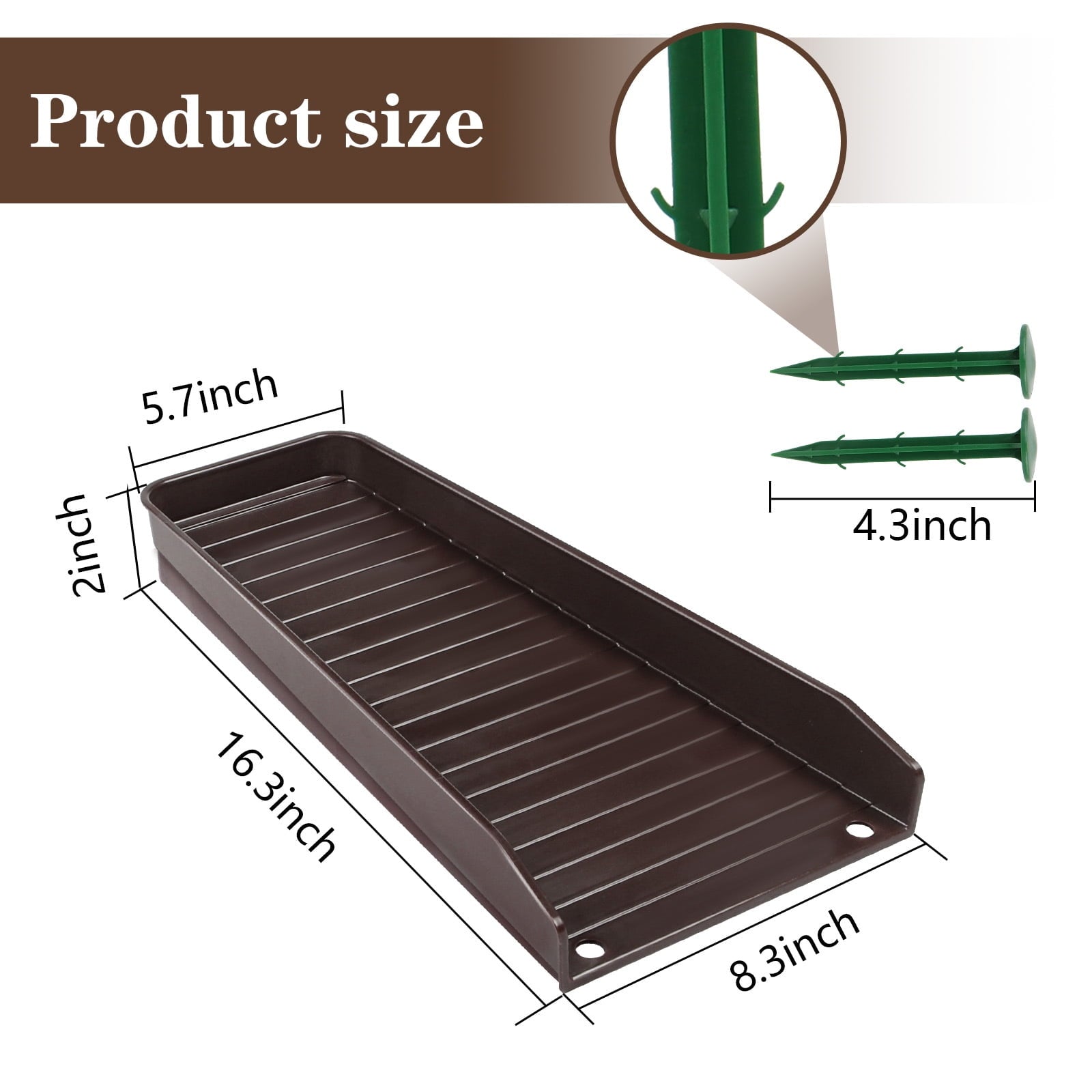 Gutter Downspout Splash Block 4 PCS Rain Gutter Guard Downspout Extensions 16 Drain Gutter Guard Diverter Fixable Rainwater Drainage to Protect House Foundations Foundation Water Diverter Brown