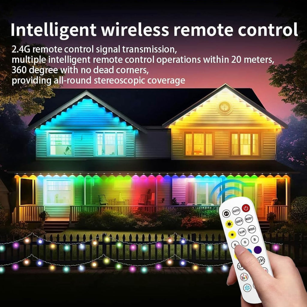 Prociv Permanent Outdoor Lights 100ft Outdoor Christmas Lights Smart RGB App Control with 60 LEDs LED Eaves Lights IP67 Waterproof House Roof Outdoor Lighting for Party Daily Halloween Garden
