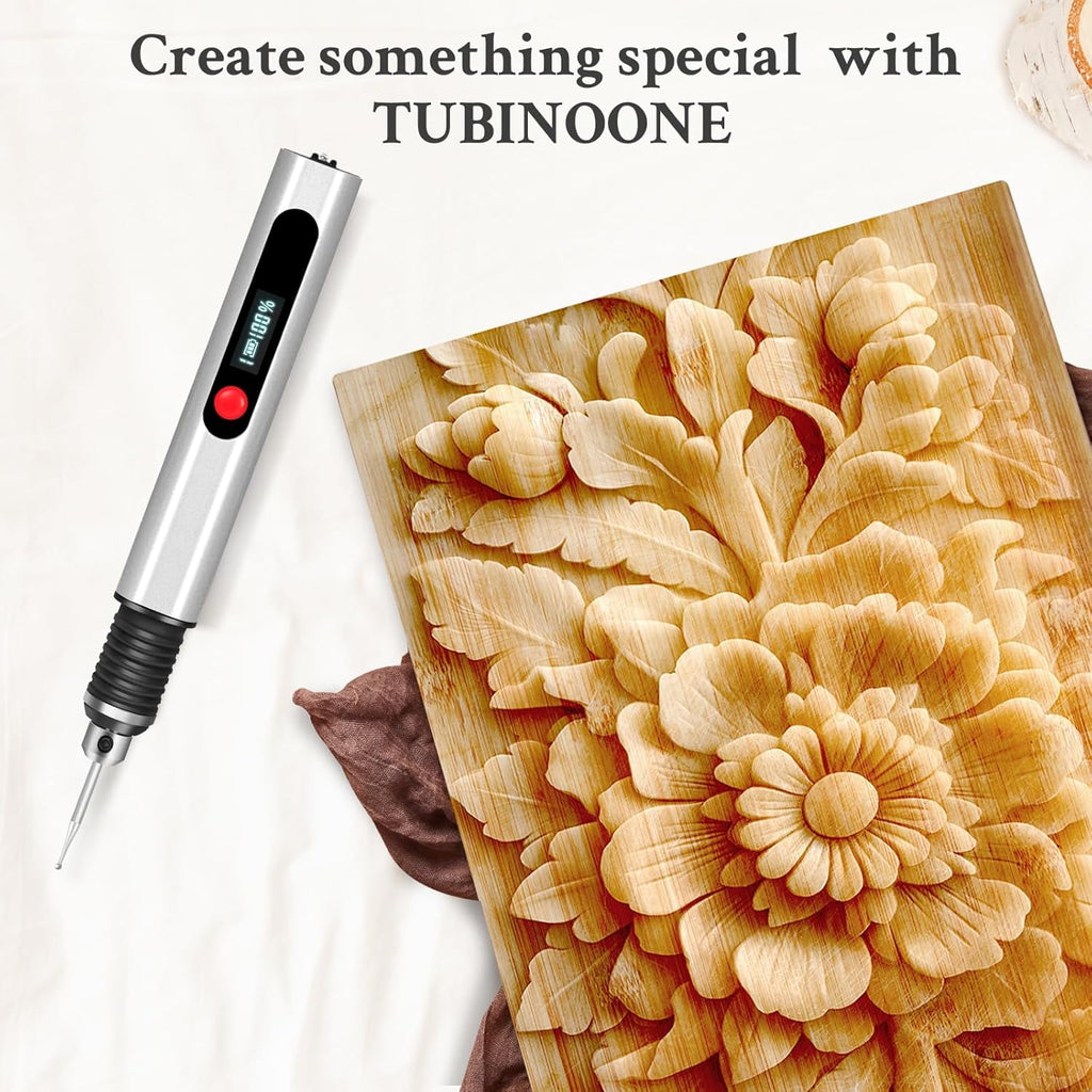 Wiher Engraving Pen with 30 Bits Mini Electric DIY Engraver Cordless Rotary Tools Portable Engraving Pen for Metal Wood Glass and Plastic Jewelry (Silver)