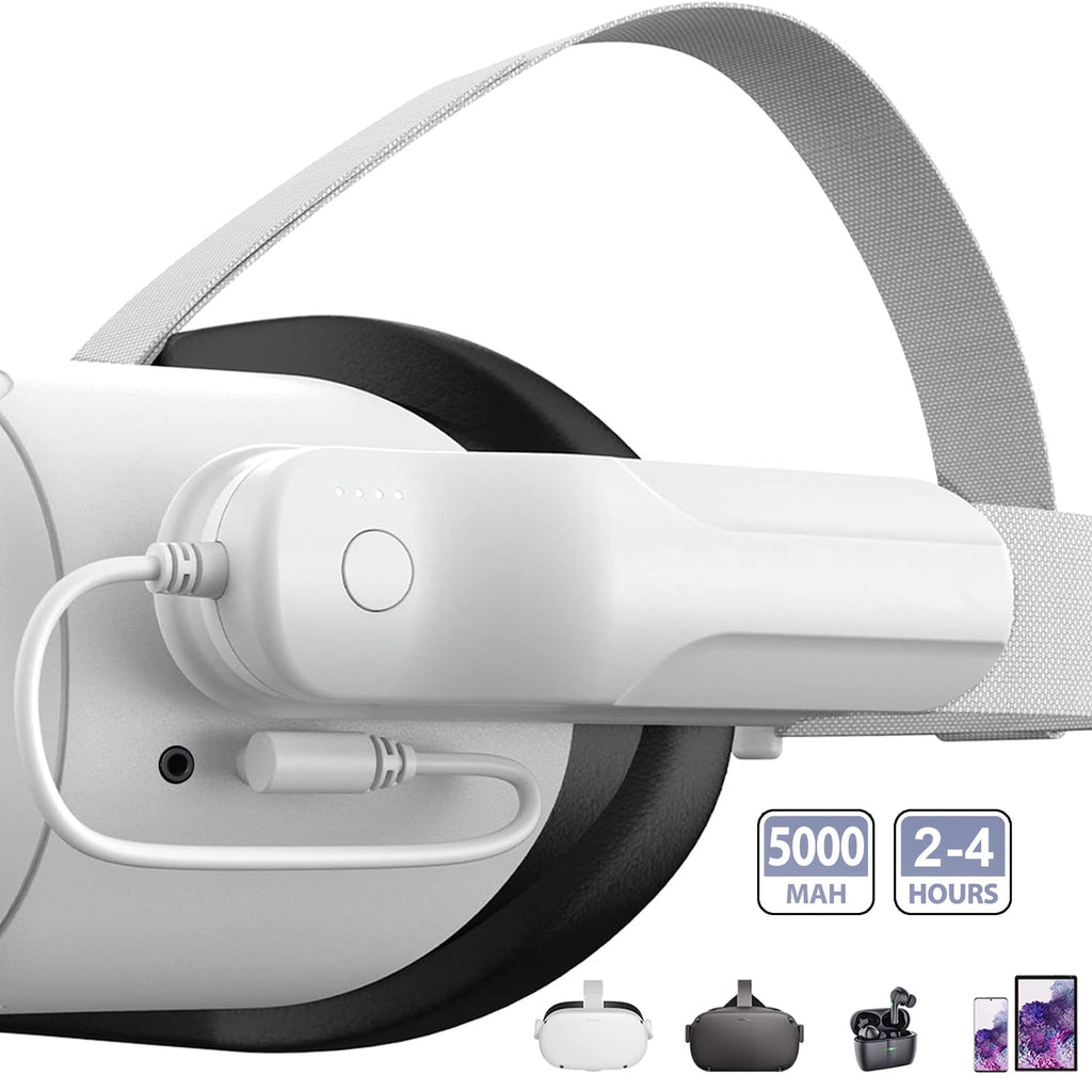 Battery Pack for Oculus Quest 2 5000mAh Portable Charger for Meta Oculus Quest 2 Accessories Compatible with Quest 2 Oculus Original Strap and Elite Strap Extended VR 2-4H Playtime
