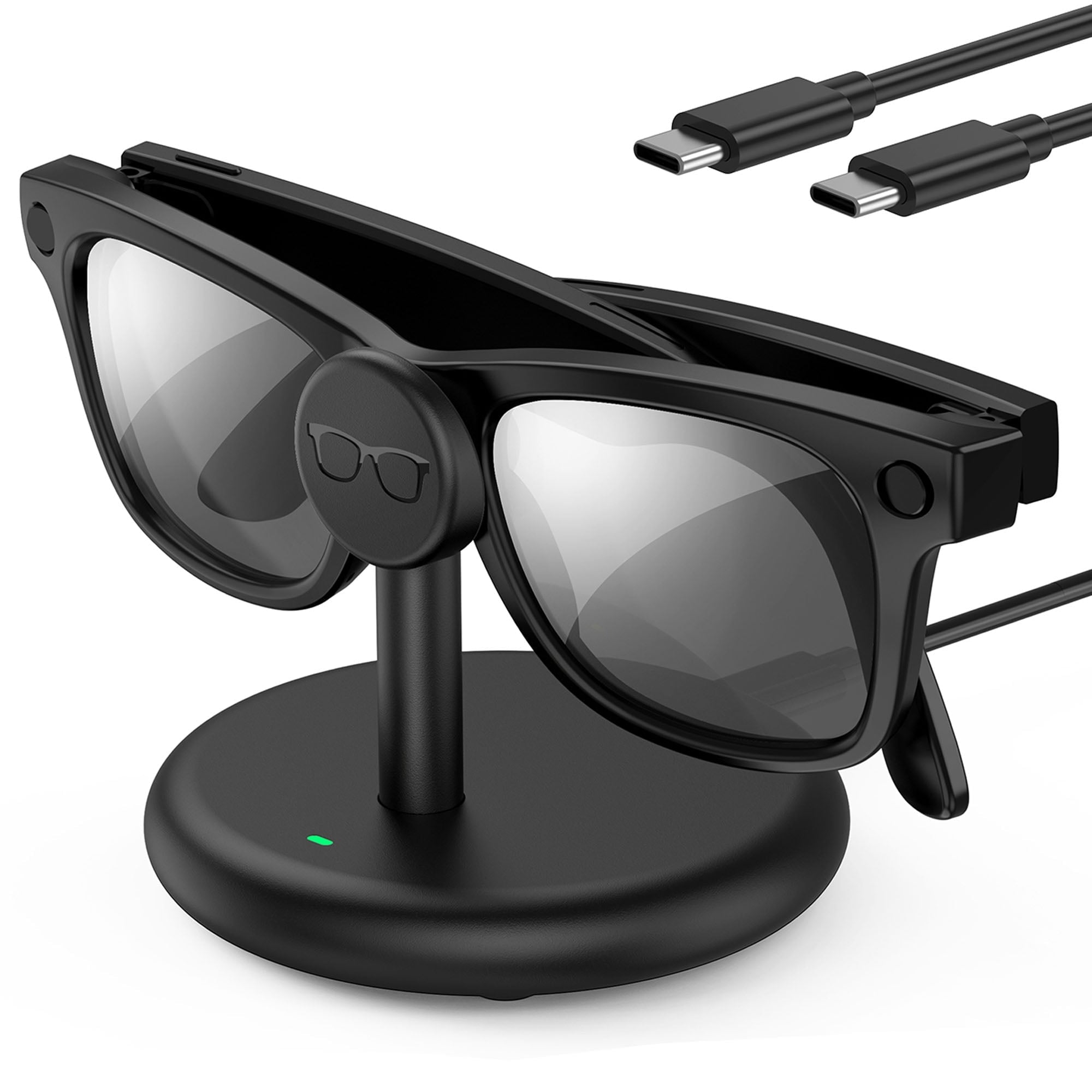 Charging Station for Meta Wayfarer/Skyler/Headliner Portable Charging Dock Compatible with Oakley Meta HSTN Travel Charging Stand with Cable LED Indicator Black