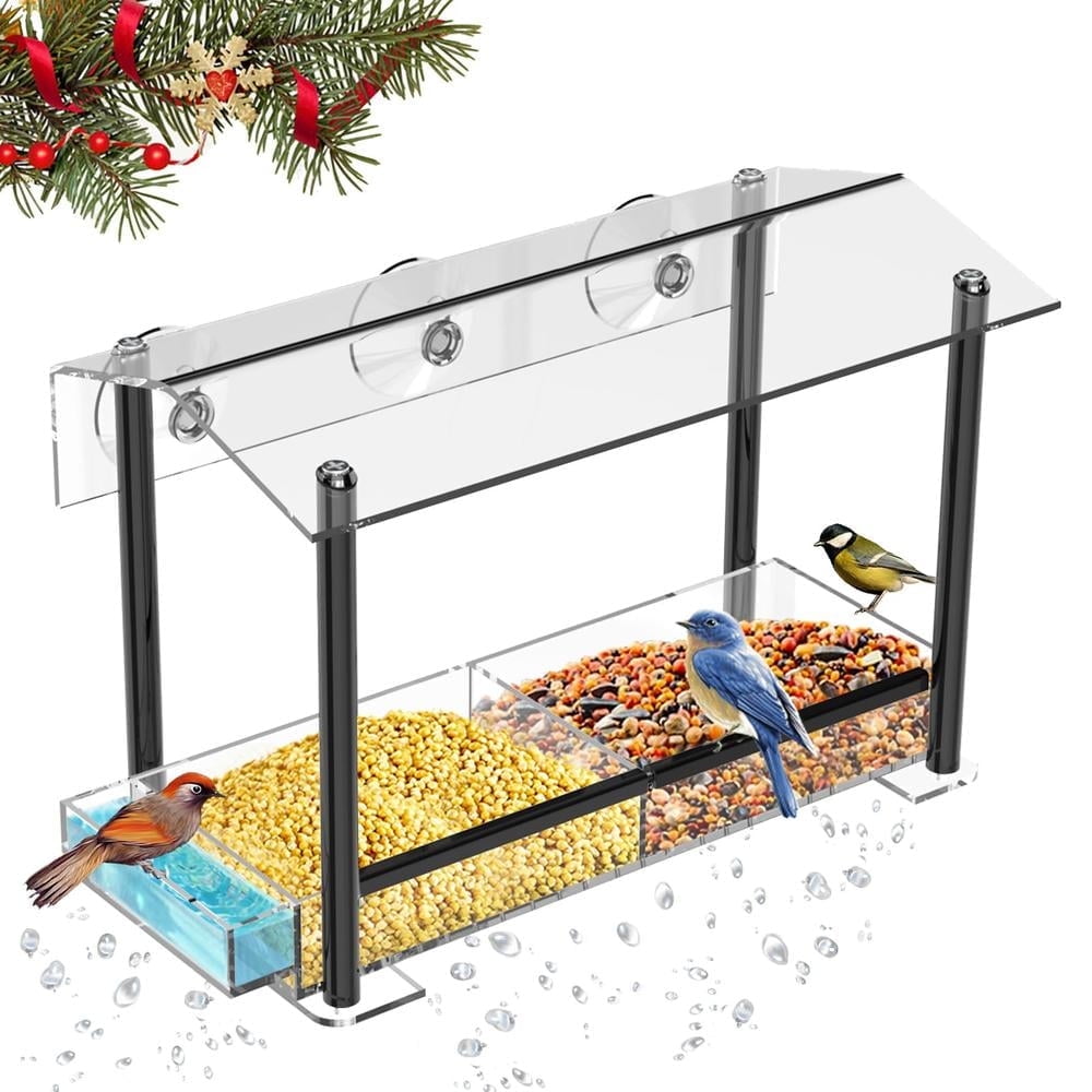 Window Bird Feeders For Outside Weather Proof Birdfeeder Transparent Bird House With Strong Suction Cups Bird Feeder For Window Perch Best Birdhouse Cat Gift