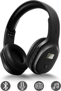 FM Radio Headphones with Bluetooth Rechargeable Portable Headset with Built-in Microphone Lightweight and Comfortable Ear Muffs for Jogging Cycling