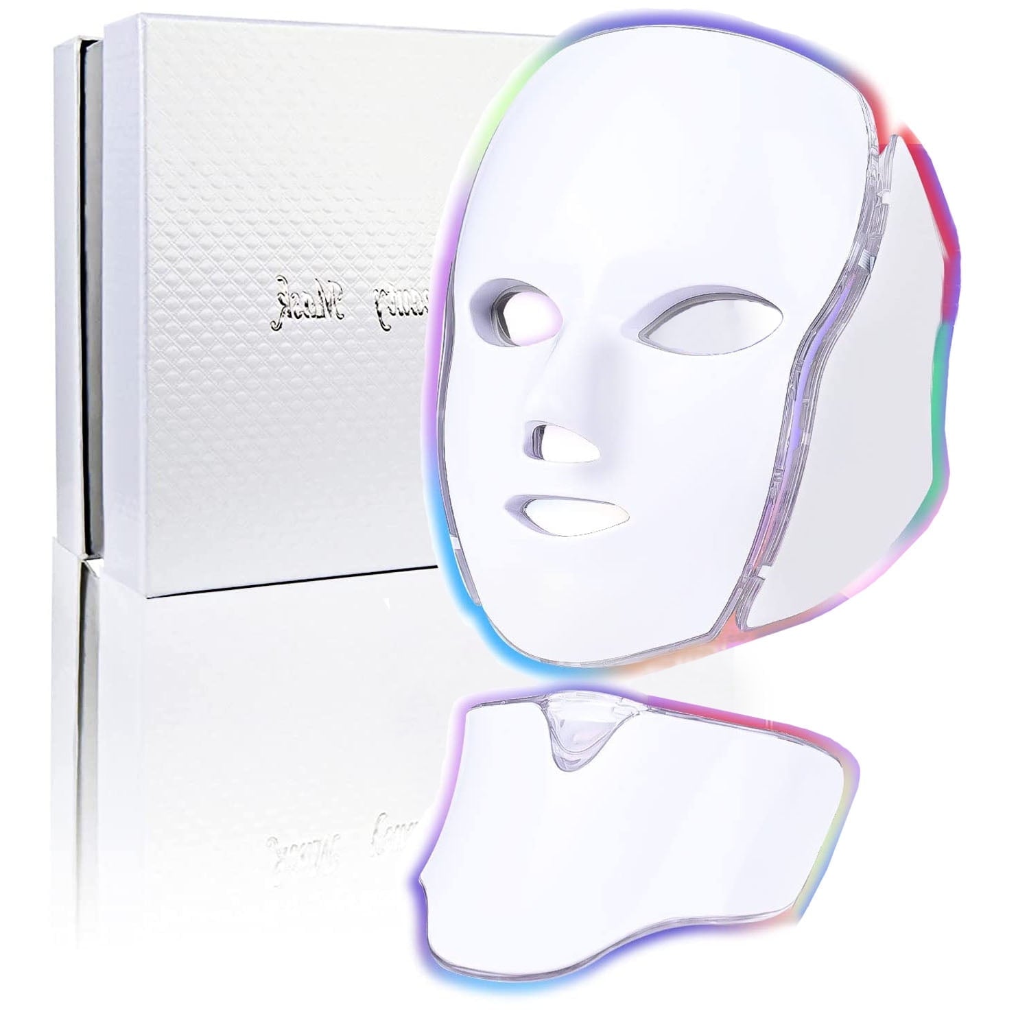 Led Face Mask Light Therapy 7 Color Led Light Therapy Facial Mask Blue Red Light Therapy for Face Acne Reduction Skin Care Mask
