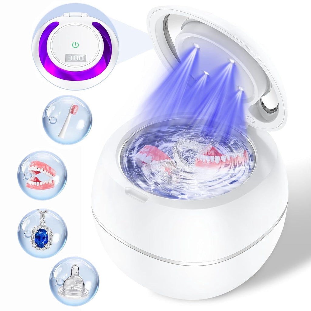 Prociv 2026 Ultrasonic Cleaner for Dentures 30W Professional Retainer Cleaner Machine for Aligner Retainer Toothbrush Head Jewelry Diamonds Home or Travel Use