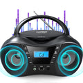 Prociv CD Player Boombox with FM Radio Bluetooth 5.1 Clear Sound LCD Display USB/AUX Input AC/Battery Powered CD/CD-R/CD-RW Compatible 3.5mm Headphone Jack Sleep Timer for Home Seniors Kids Black