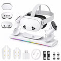 VR Charging Dock for Meta Quest 3S/3/2 PD 20W Fast Charging Station Meta/Oculus Quest 3S/3/2 Accessories Magnetic Charger Stand for VR Headset/Controller RGB Light Rechargeable Batteries
