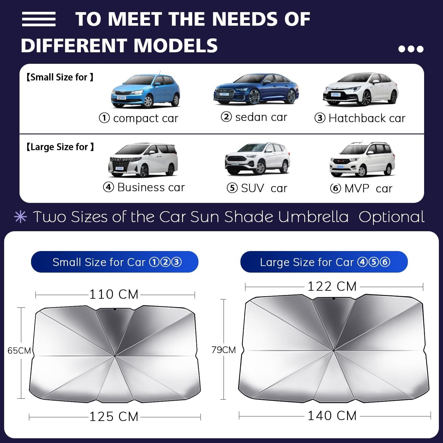 Car Windshield Sun Shade Umbrella Foldable Block UV Rays and Heat Sun Visor Protector Car Window Shades Fits Most Vehicle Models