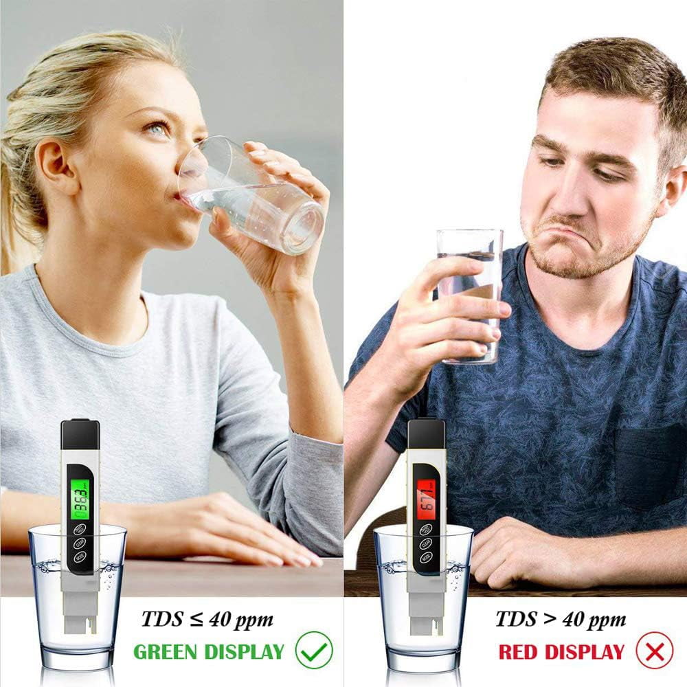 TDS Digital Water Tester Meter TDS/EC/Temperature Water Tester Pen Hand-held 3-in-1 Water Purity Tester for Drinking Water Hydroponics Plants Aquarium and Pool