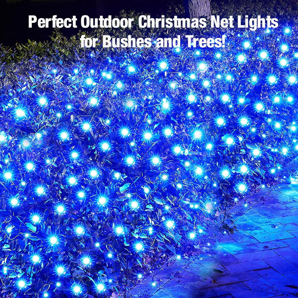 Christmas Net Lights Outdoor 192 LED 9.8Ft x 6.6Ft Net Lights Waterproof Christmas Outdoor Mesh Lights for Tree Bushes Holiday Party Garden Holiday Wedding Party Decorations