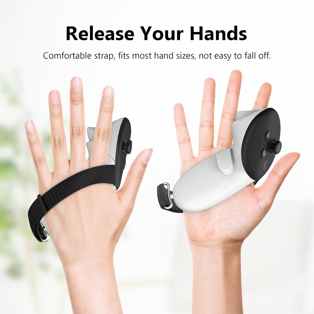 Controller Straps with Adjustable Knuckle Controller Grips Battery Cover Compatible with Meta Quest 3S/Quest 3 Non-Slip Handle Cover Accessories