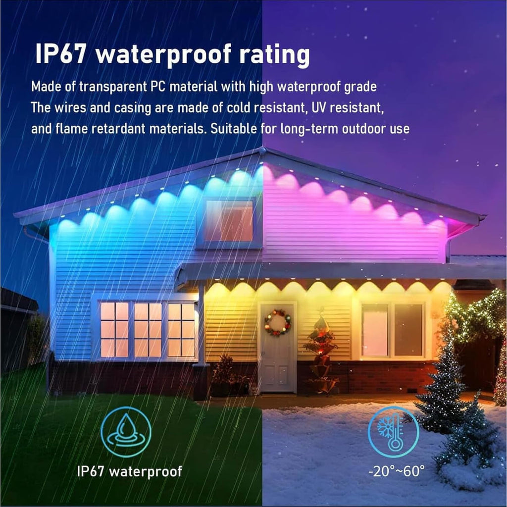 Prociv Permanent Outdoor Lights 100ft Outdoor Christmas Lights Smart RGB App Control with 60 LEDs LED Eaves Lights IP67 Waterproof House Roof Outdoor Lighting for Party Daily Halloween Garden