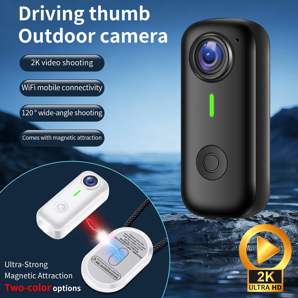 Mini Body Camera Wearable Action Body Cam with Audio & Video- Thumb Hands Free Waterproof Recording Wearable Cameras - for Work Travel Pet Walk Swim(Black)