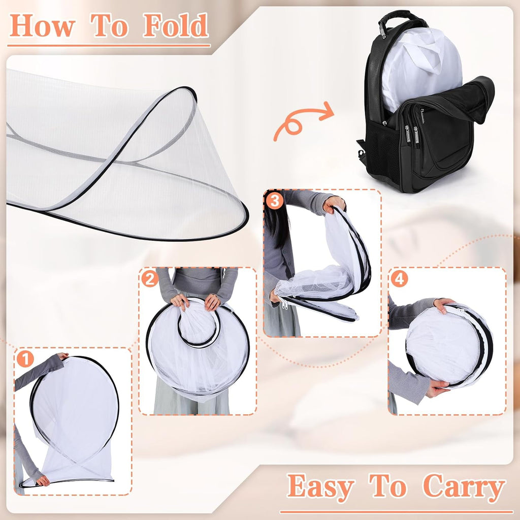 AmzDoer Mosquito Tent with Bottom Portable Foldable Mosquito Net for Outdoor Foldable Mosquito Net for Camping Personal Insect-Proof Canopy Mosquito Net for Bed Camping Travel Patio Suitable